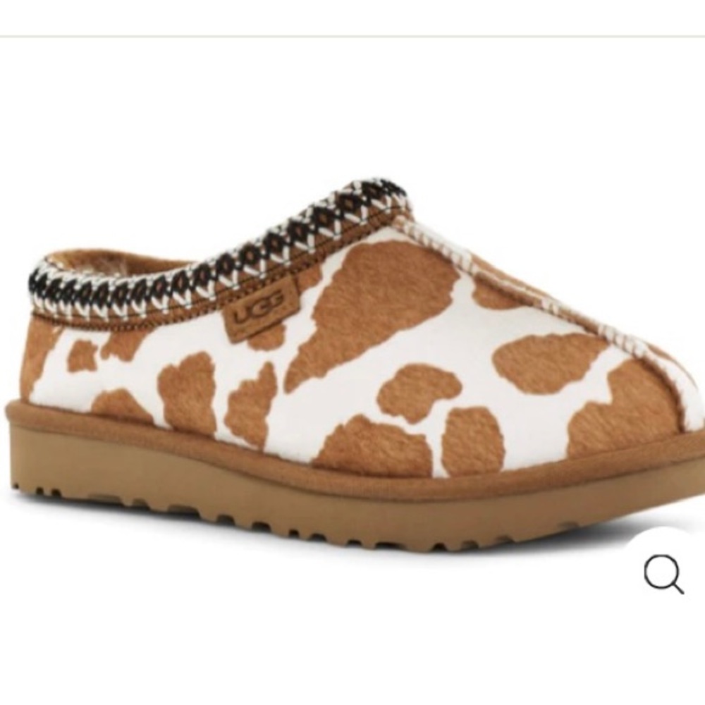 NIB UGG LIMITED EDITION COW PRINT TASMAN SLIPPER CLOGS Size 6 - Picture 1 of 8